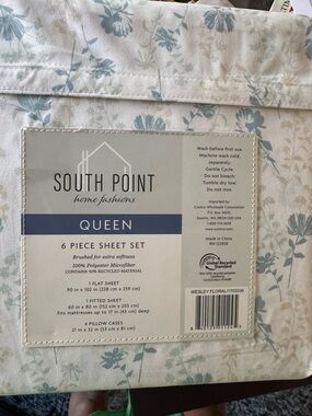 South Point Queen 6-Piece Sheet Set in Light Blue Floral